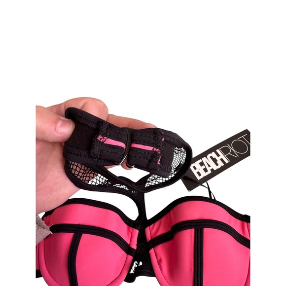 Beach Riot Watermelon Mesh Halter Neck Bikini Top XS Vacation - Picture 2 of 5